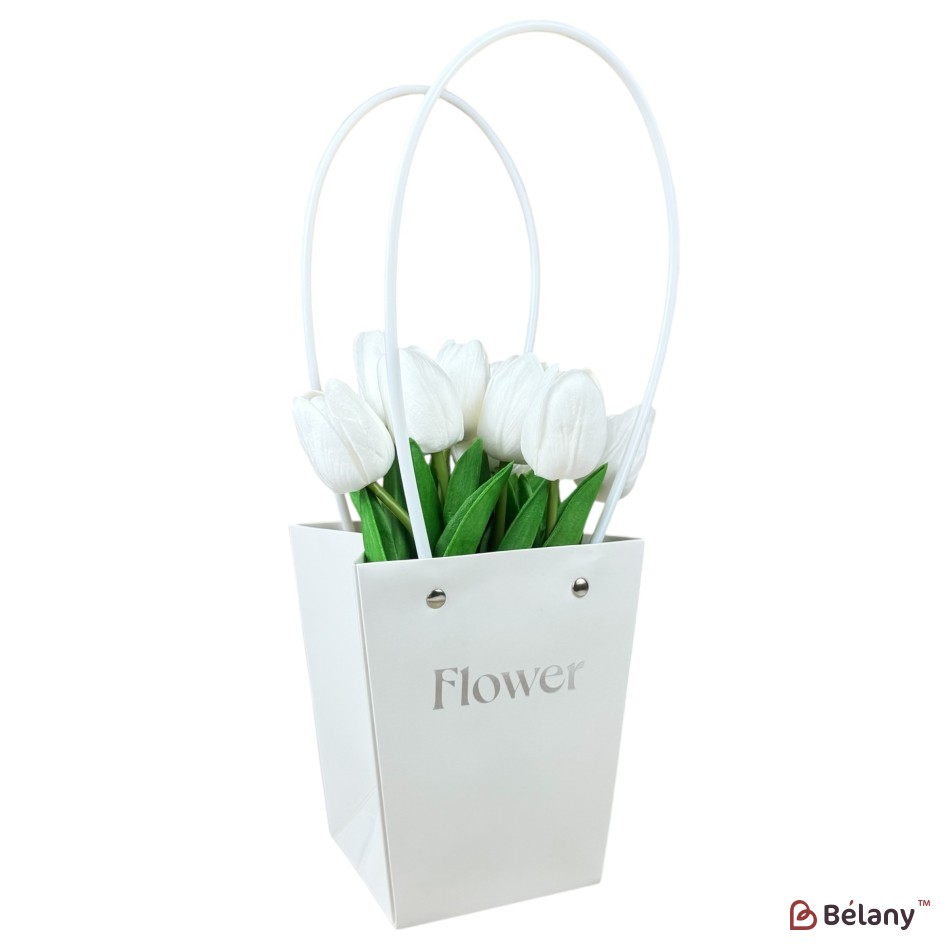 Set 10 pachete pentru flori alb "Flower #1" 13x9.5x15.5