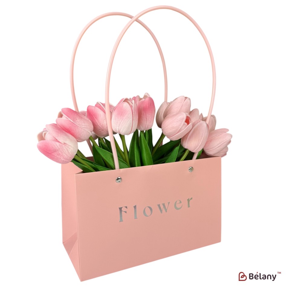Set 10 pachete pentru flori roz "Flower #3" 22x10.5x13.5