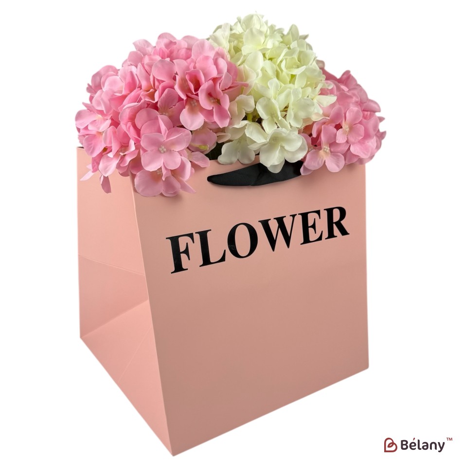 Set 10 pachete pentru flori roz "Flower #6" 28x28x28