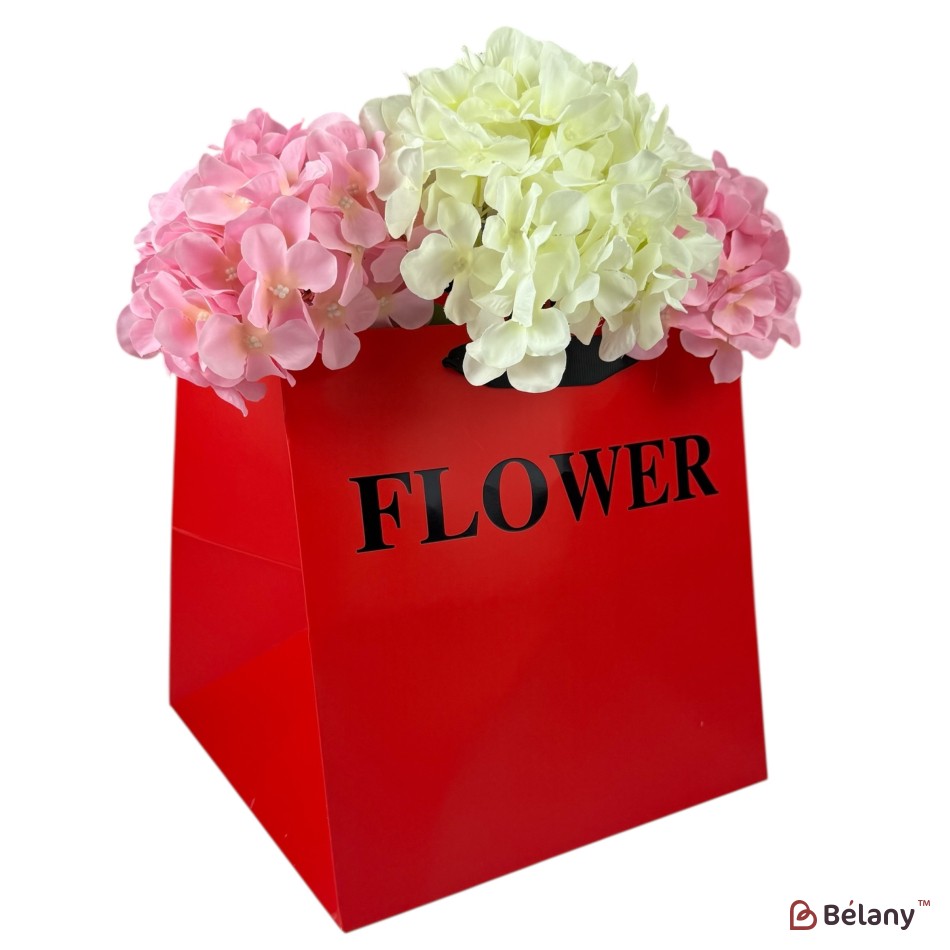 Set 10 pachete pentru flori roşu "Flower #6" 28x28x28