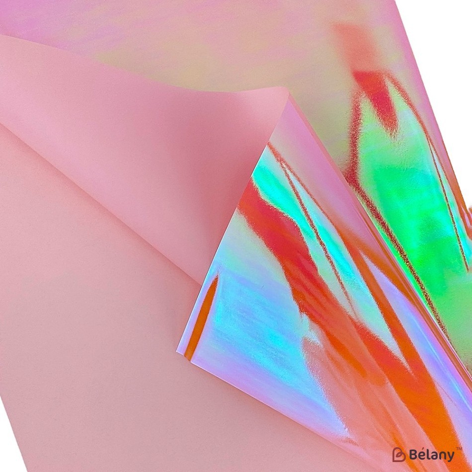 Double-sided hot pink cellophane with hologram effect | 2