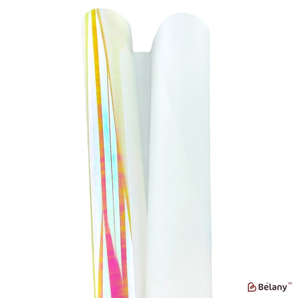 Double-sided white cellophane with hologram effect