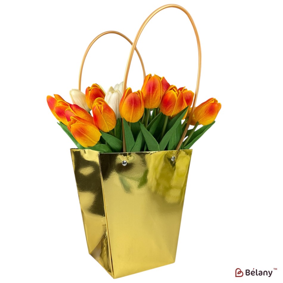 Set 10 pachete pentru flori aur "Goldy #1" 17x20x11.5