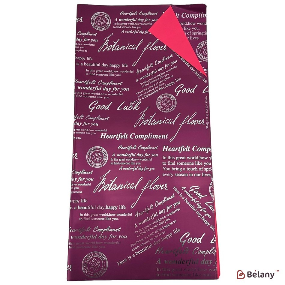Double-sided cherry red cellophane with silver lettering | 3