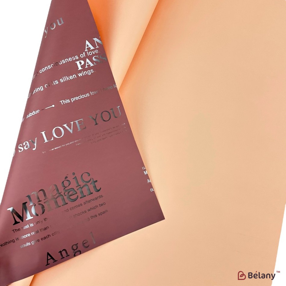 Celofan pe două fețe de culoare bej-roz cu inscripții | 2