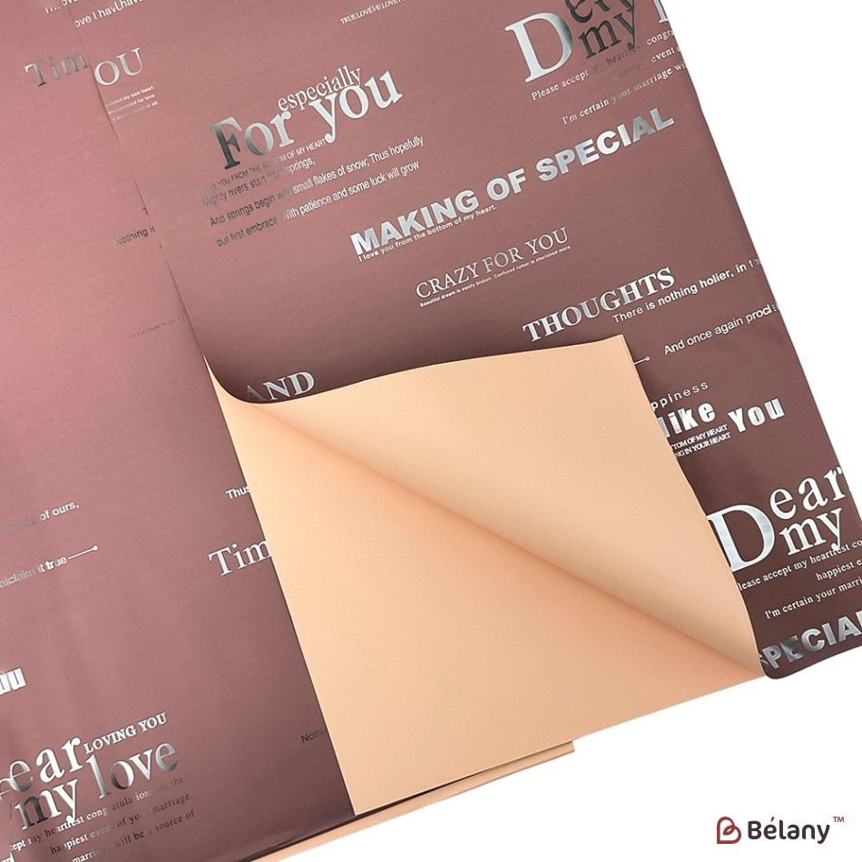 Celofan pe două fețe de culoare bej-roz cu inscripții | 3