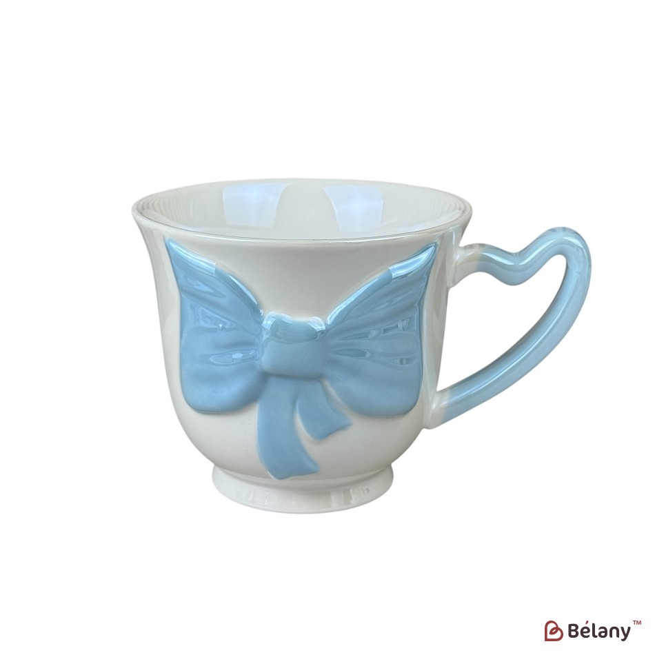 Set 3 căni din ceramică „Fundă 3D”, 480 ml, mix 3 culori | 3