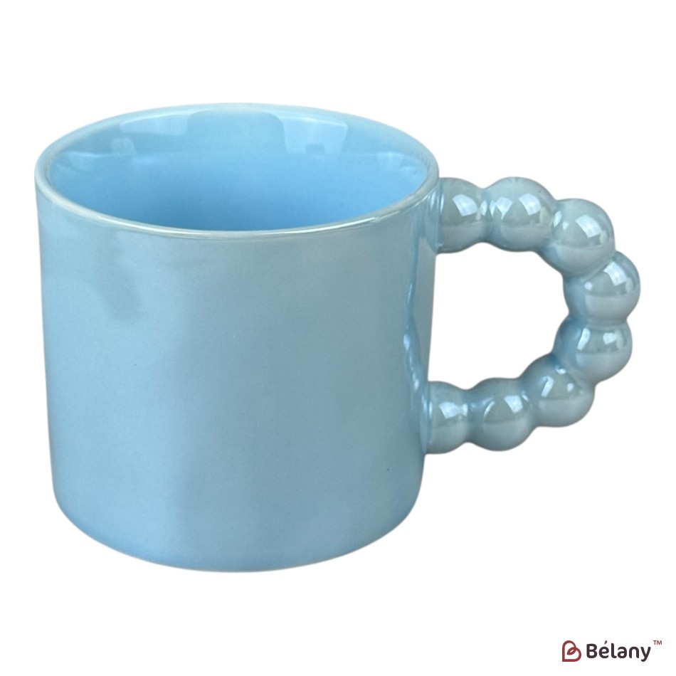 Set 4 căni din ceramică „Pearl Handle” 330 ml, mix 4 culori | 2