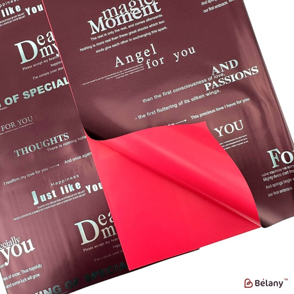 Celofan cu două fețe de culoare roșu visiniu cu inscripții | 3