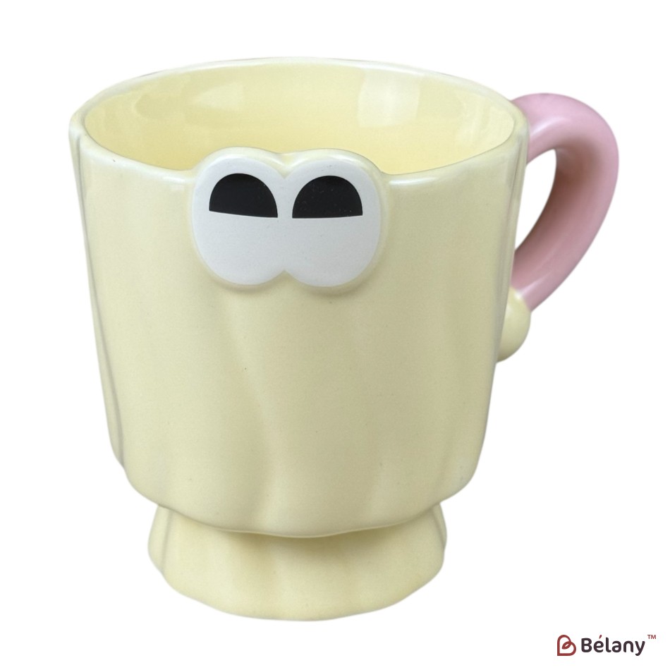 Set 4 căni din ceramică „Funny Eyes”, 360 ml, Mix 4 culori | 2