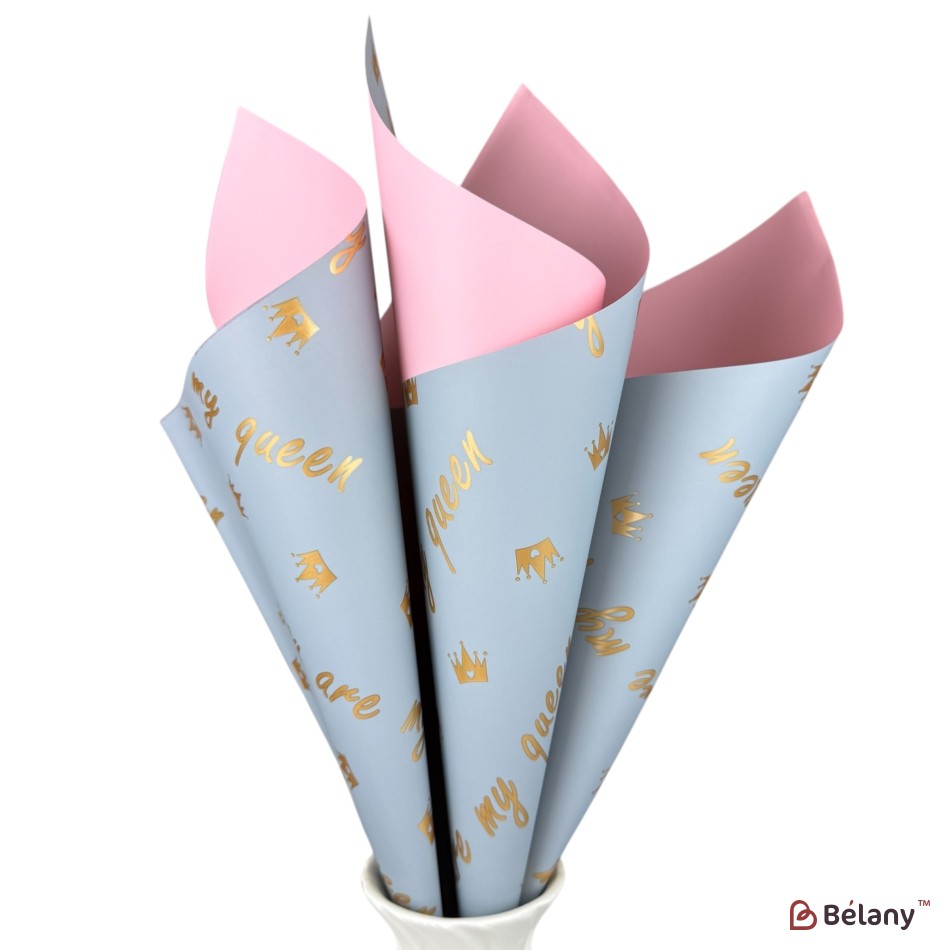 Double-sided blue-pink cellophane with inscription  "My queen"