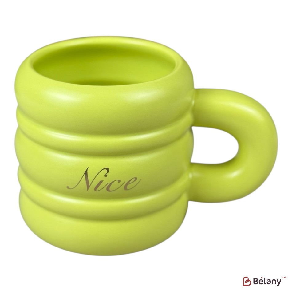 Set căni din ceramică „Text 3D” pastel cu inscripții, 430 ml | 5