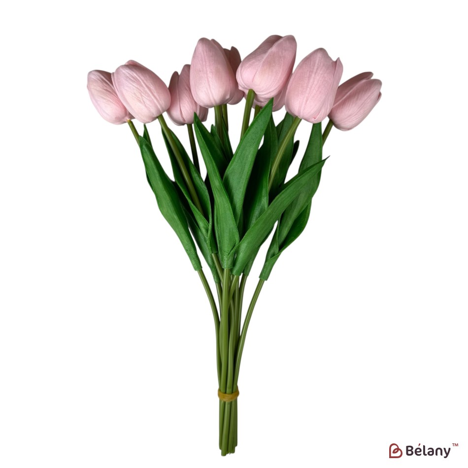 Buchet de lalele artificiale din silicon „Roz”, 10 fire, 33 cm | 2