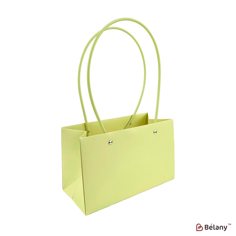 Set of 10 light green flower bags with silicone handles