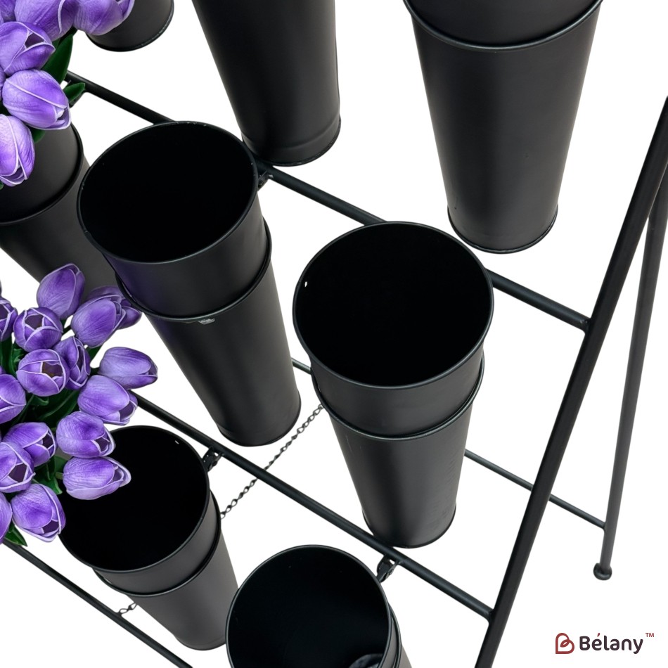 Vitrină florală metalică cu găleți 110×100×50 cm, diametru găleată 22 cm | 3