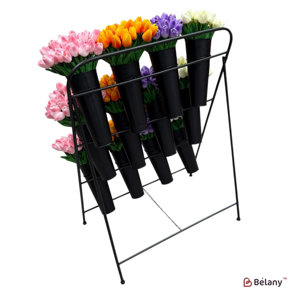 Vitrină florală metalică cu găleți 110×100×50 cm, diametru găleată 22 cm | 5