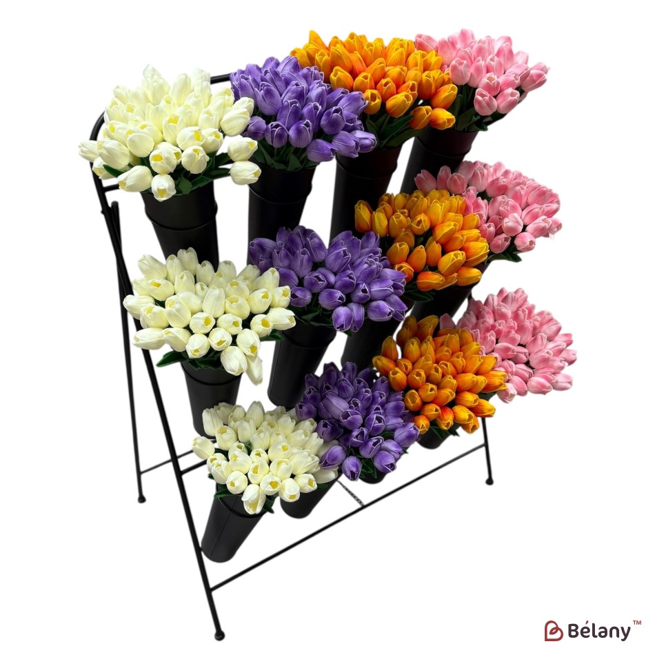 Vitrină florală metalică cu găleți 110×100×50 cm, diametru găleată 22 cm | 6