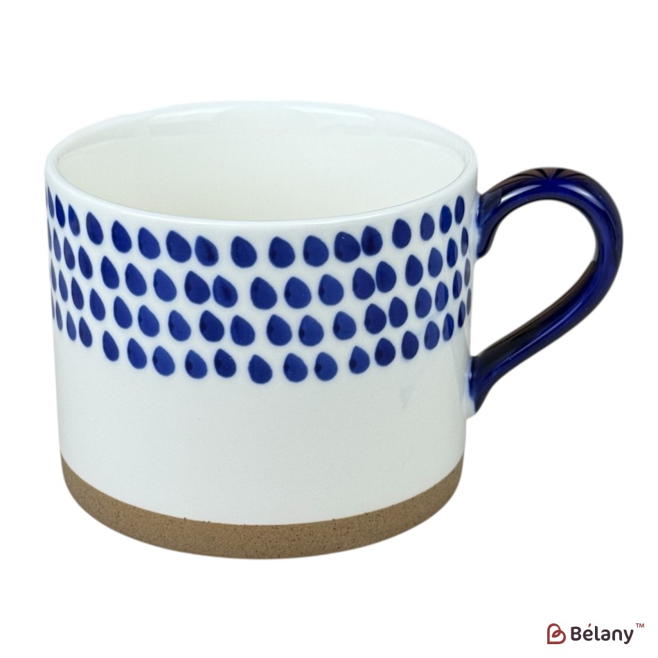 Cană din ceramică „Blue Nordic” cu buline albastre, 380 ml