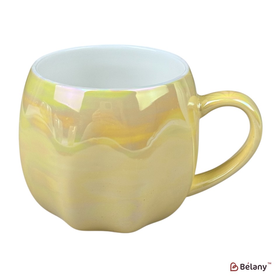 Set 4 căni din ceramică „Pearl Shine” cu efect irizat și design rotunjit, 430 ml | 4