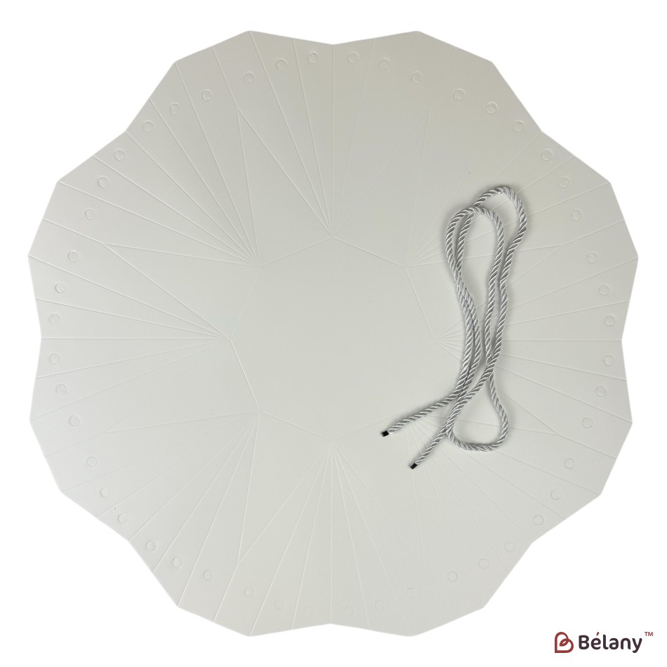 AquaBox rotund din carton alb cu șnur argintiu pentru aranjamente florale 17x15 | 2