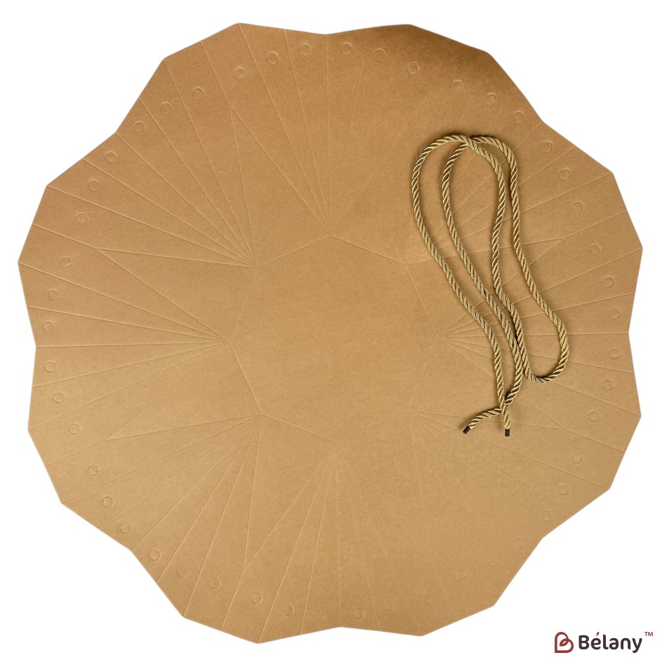 AquaBox rotund din carton kraft cu șnur auriu pentru aranjamente florale 17x15 | 2