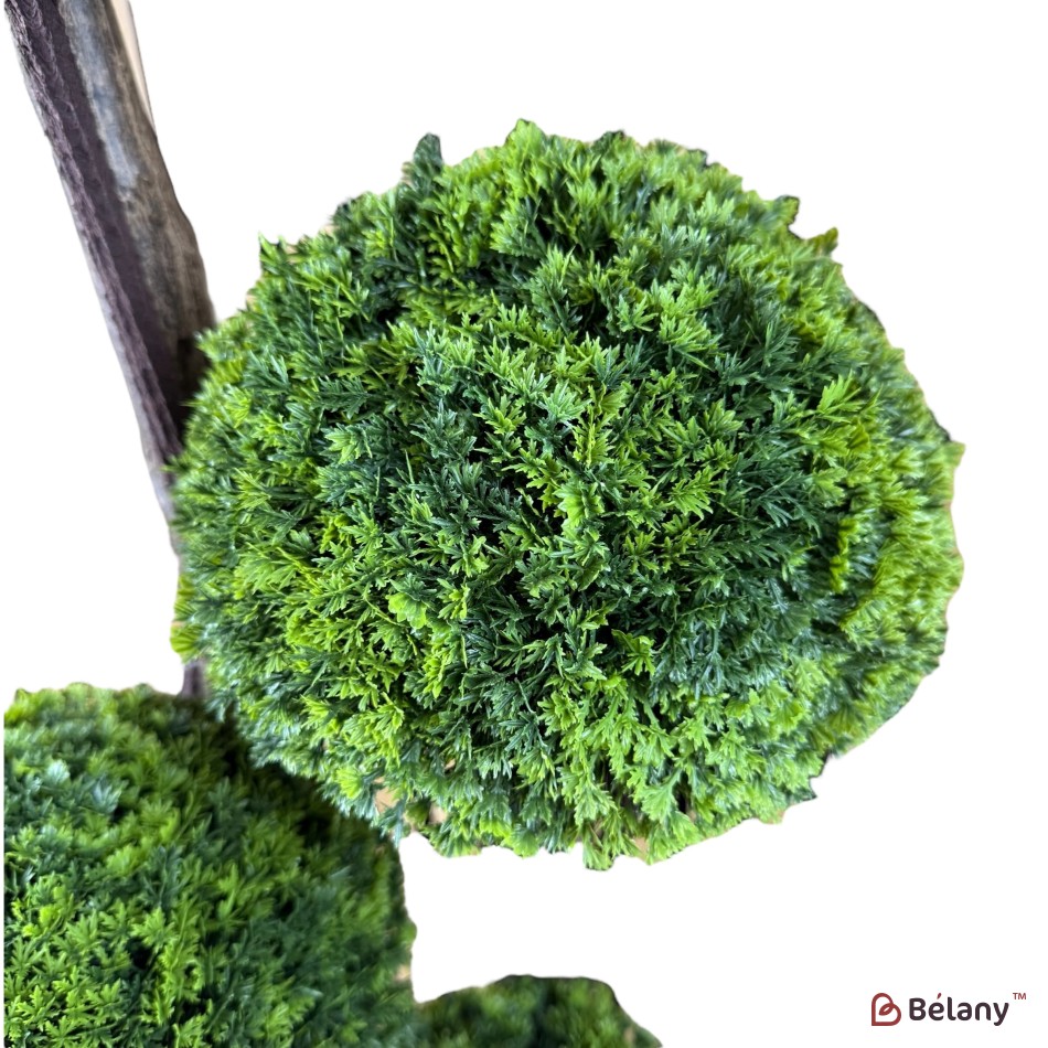 Brad decorativ artificial în ghiveci, stil bonsai, cu 4 coroane verzi – ornament de interior/exterior | 3