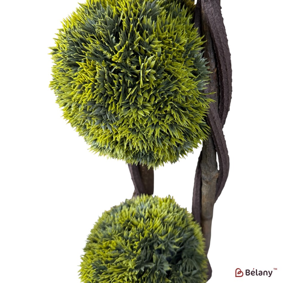 Brad artificial decorativ în ghiveci, 80 cm, formă spirală, cu bile verzi – ideal pentru decor interior/exterior | 2