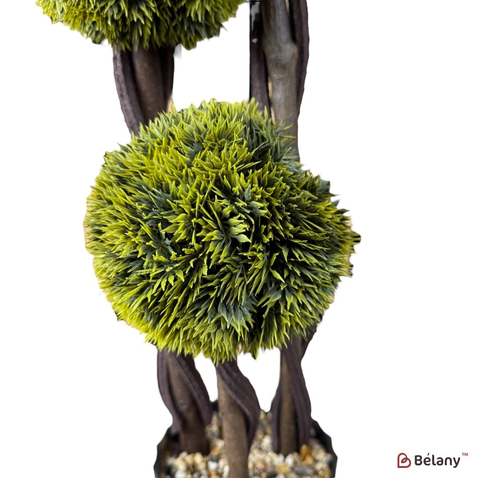 Brad artificial decorativ în ghiveci, 80 cm, formă spirală, cu bile verzi – ideal pentru decor interior/exterior | 3