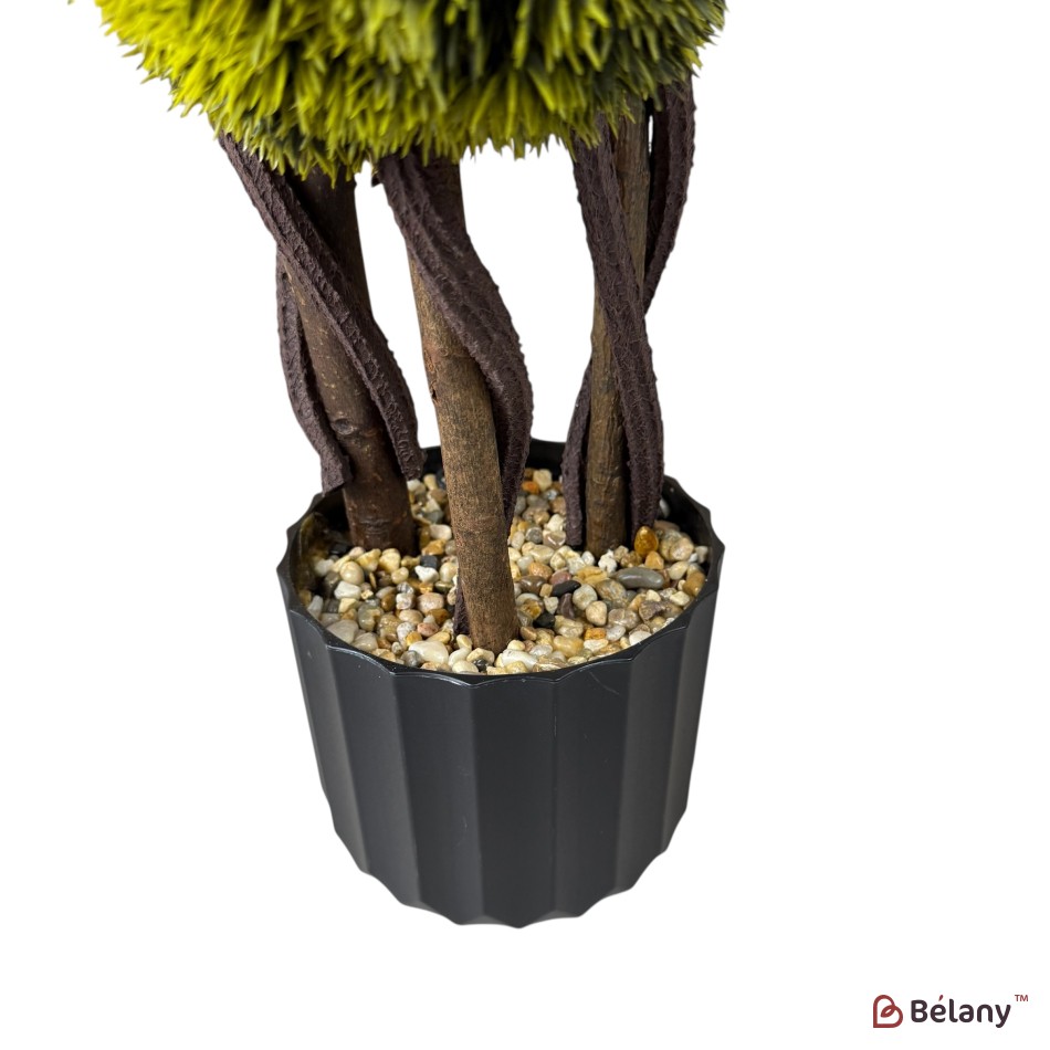 Brad artificial decorativ în ghiveci, 80 cm, formă spirală, cu bile verzi – ideal pentru decor interior/exterior | 4
