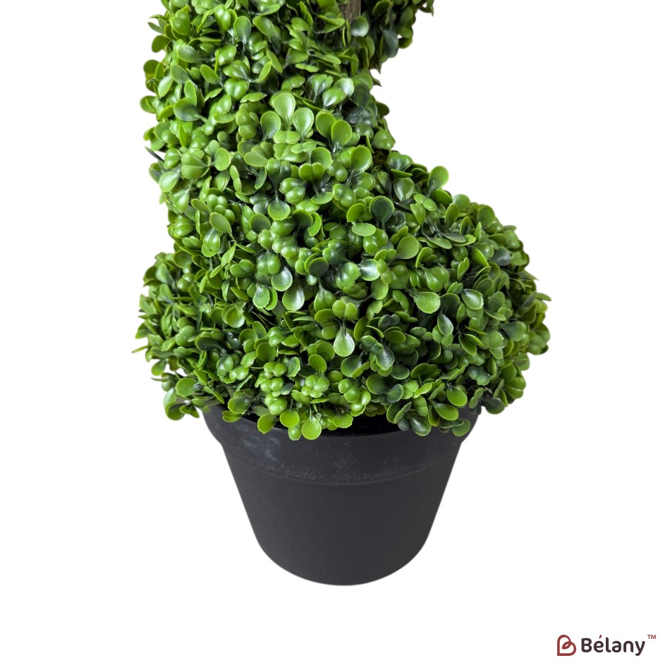 Copac artificial decorativ spirală, 90 cm, verde, în ghiveci negru | 2