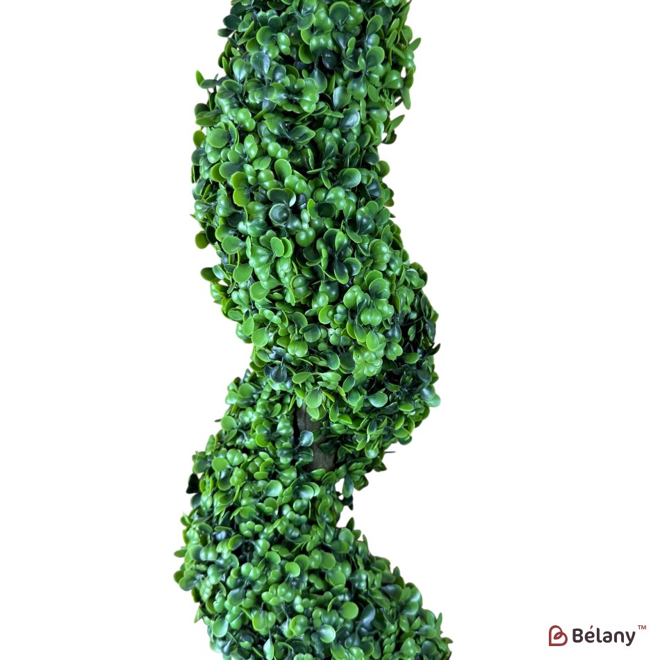 Copac artificial decorativ spirală, 90 cm, verde, în ghiveci negru | 3