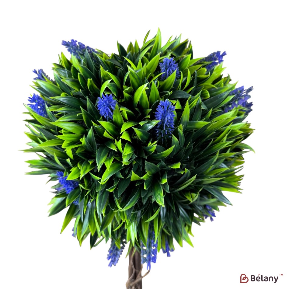 Arbore decorativ artificial cu flori albastre, 60 cm, ghiveci alb | 2