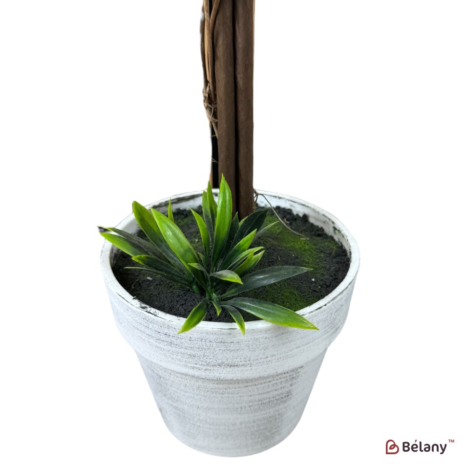 Arbore decorativ artificial cu flori albastre, 60 cm, ghiveci alb | 4