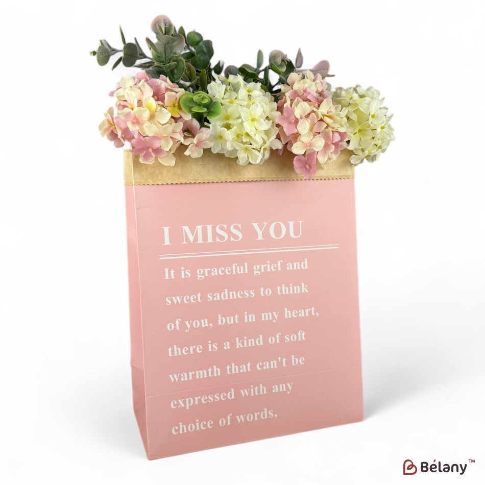 Set de 10 pungi de flori roz cu inscriptii