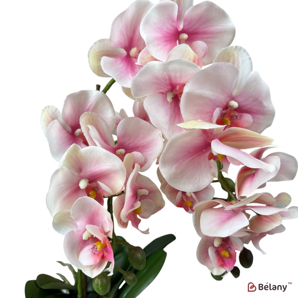 Orhidee artificială roz, 56 cm, ghiveci alb | 2