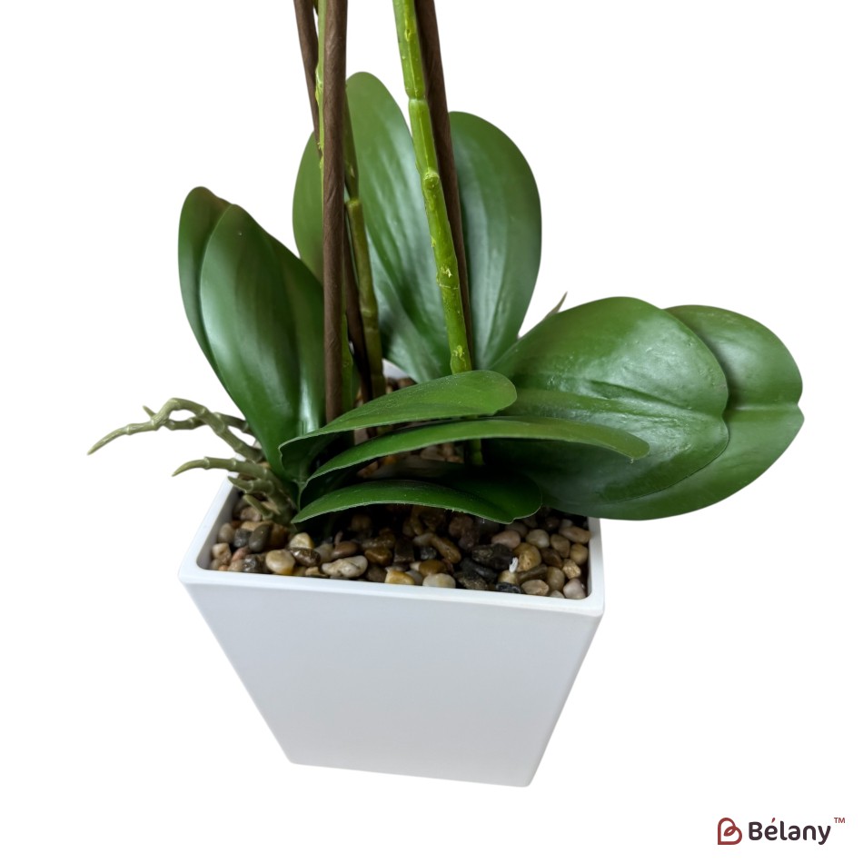 Orhidee artificială roz, 56 cm, ghiveci alb | 3