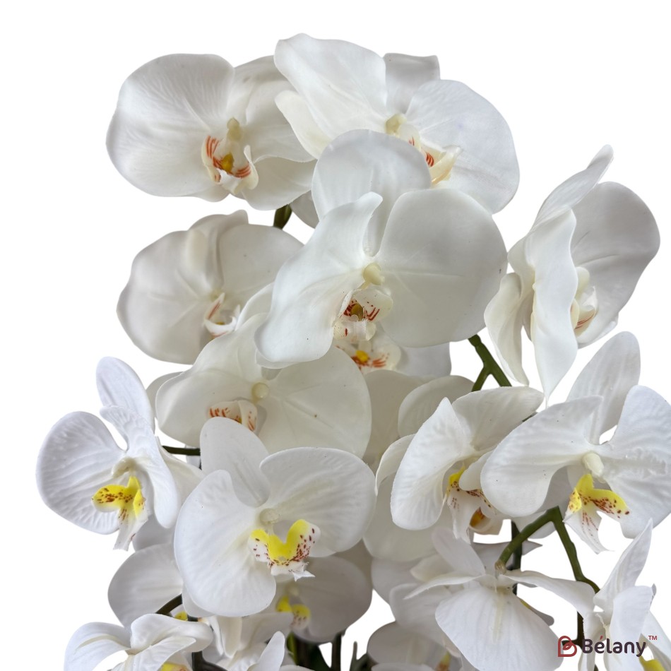 Orhidee artificială albă în ghiveci negru, 78 cm | 2