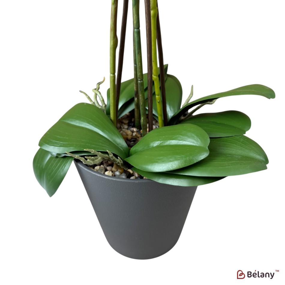 Orhidee artificială albă în ghiveci negru, 78 cm | 4