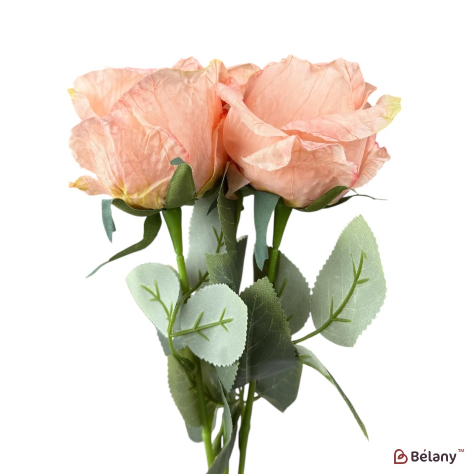Trandafiri artificiali peach, set 3 bucăți