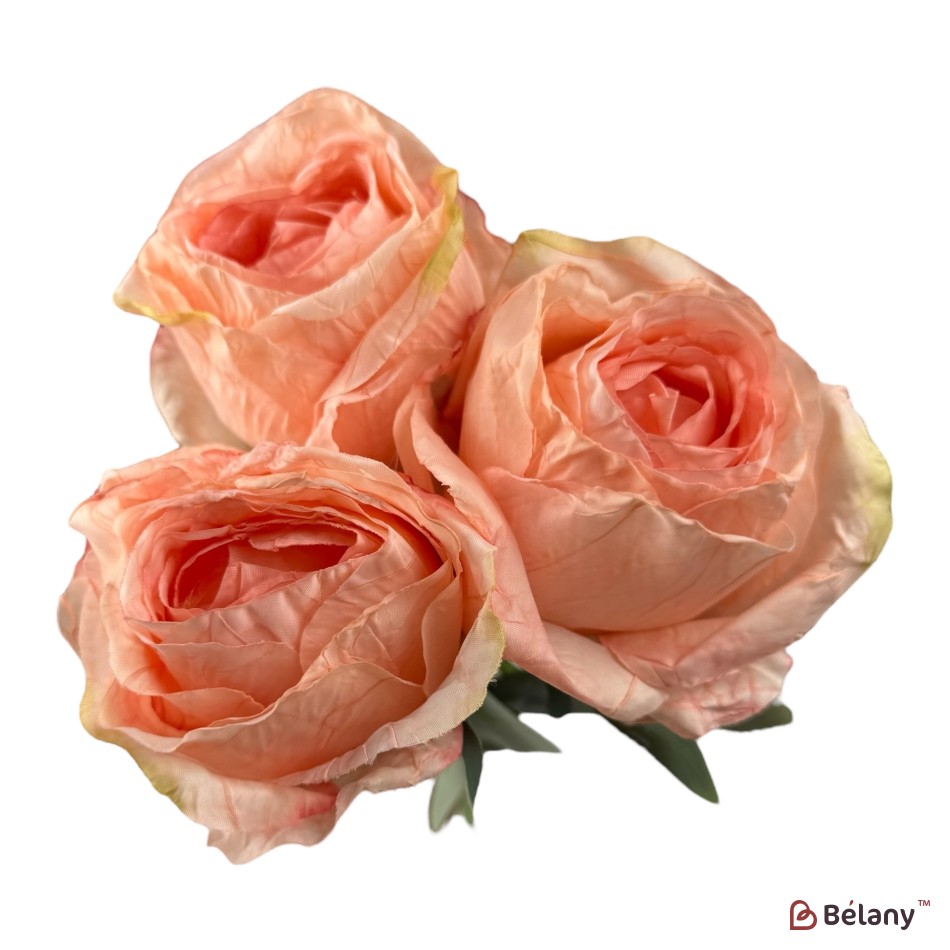 Trandafiri artificiali peach, set 3 bucăți | 3