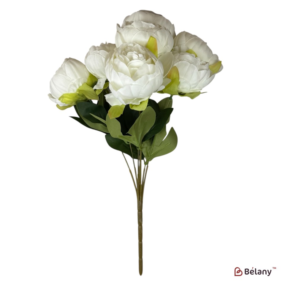 Buchet artificial cu 7 bujori alb | 2