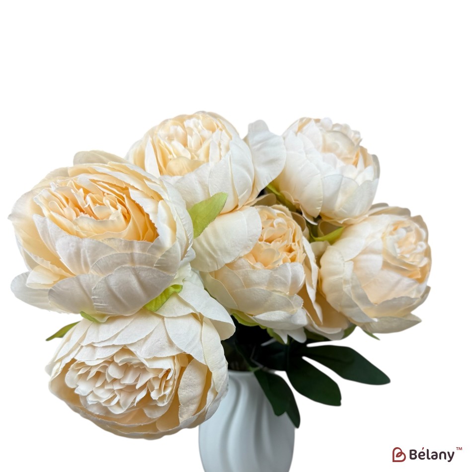 Buchet artificial cu 7 bujori crema