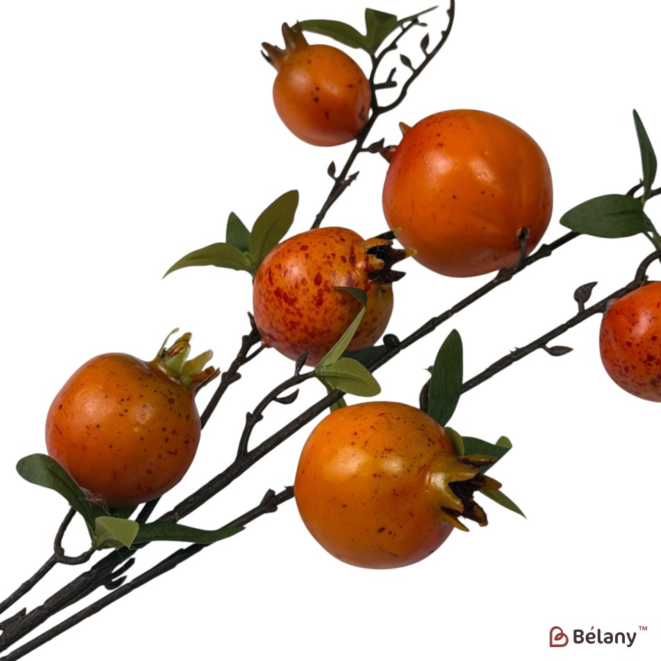 Ramură artificială cu rodii, 7 fructe, 90 cm | 2