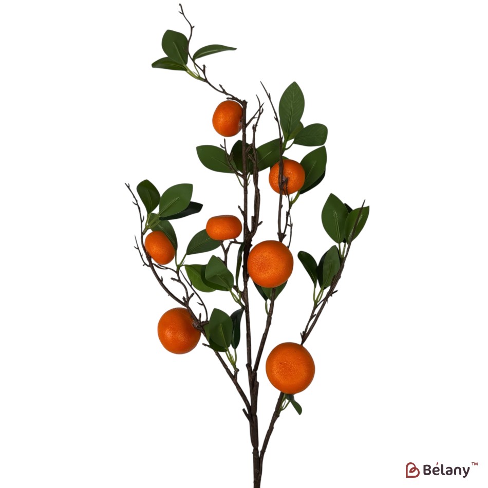Ramură artificială cu mandarine, 7 fructe, 90 cm