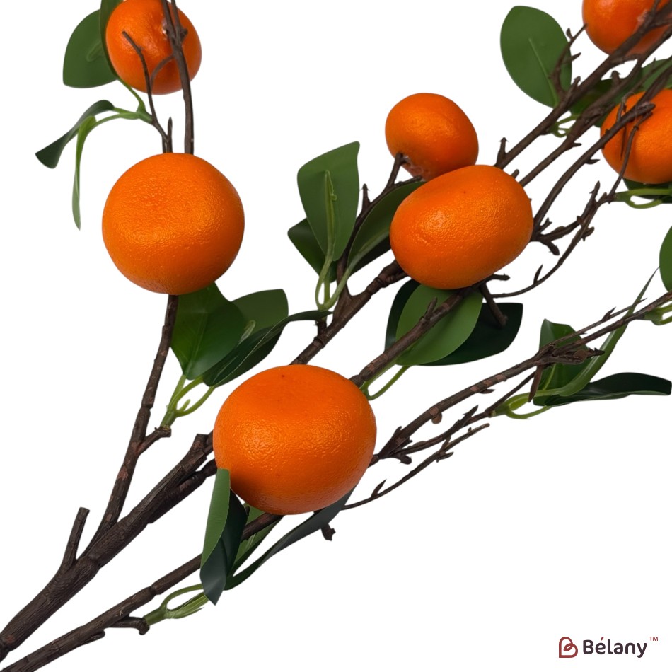 Ramură artificială cu mandarine, 7 fructe, 90 cm | 2