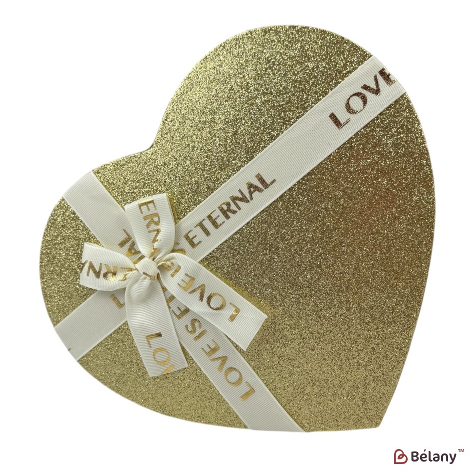 Set 3 piese in forma de inima "Lovely" aur si bej | 2