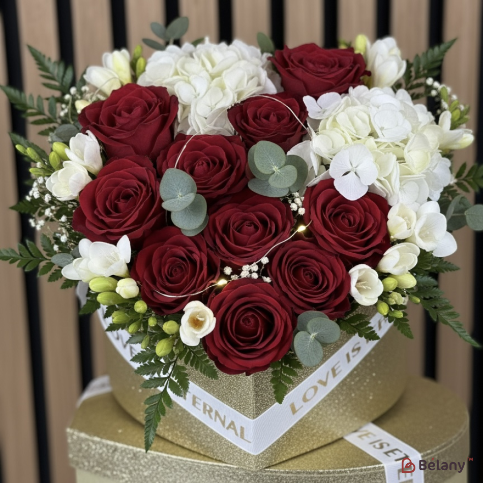 Set 3 piese in forma de inima "Lovely" aur si bej | 5