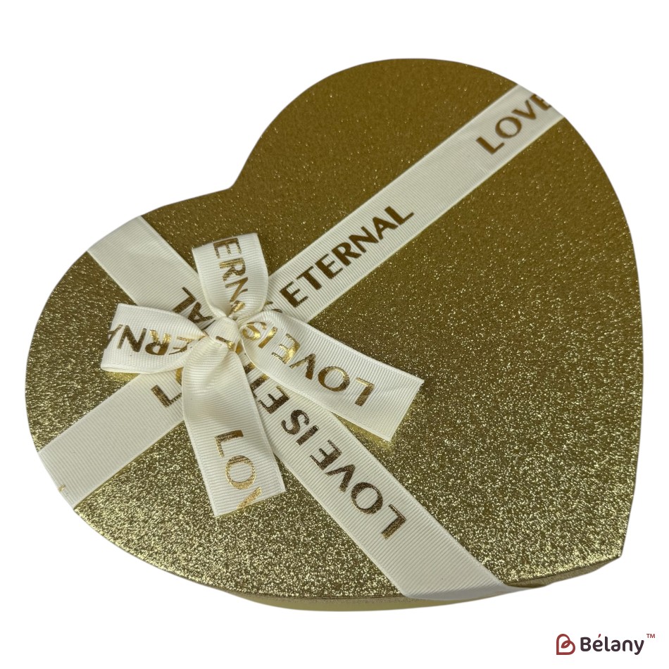 Set 3 piese in forma de inima "Lovely" aur si bej | 3