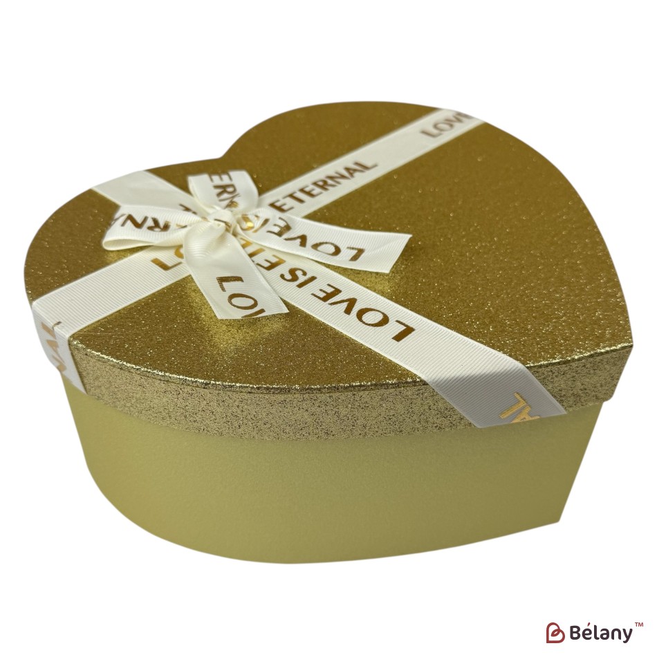 Set 3 piese in forma de inima "Lovely" aur si bej | 4