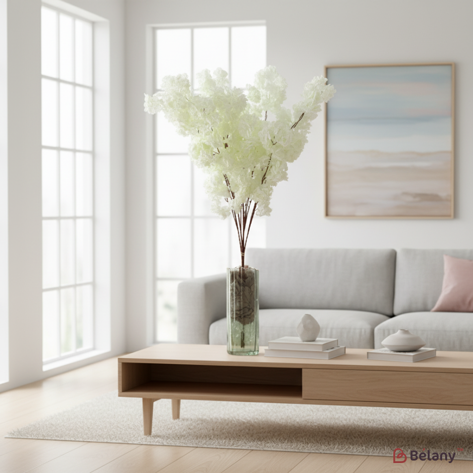 Ramură artificială de sakura, 90 cm, Șampanie | 3